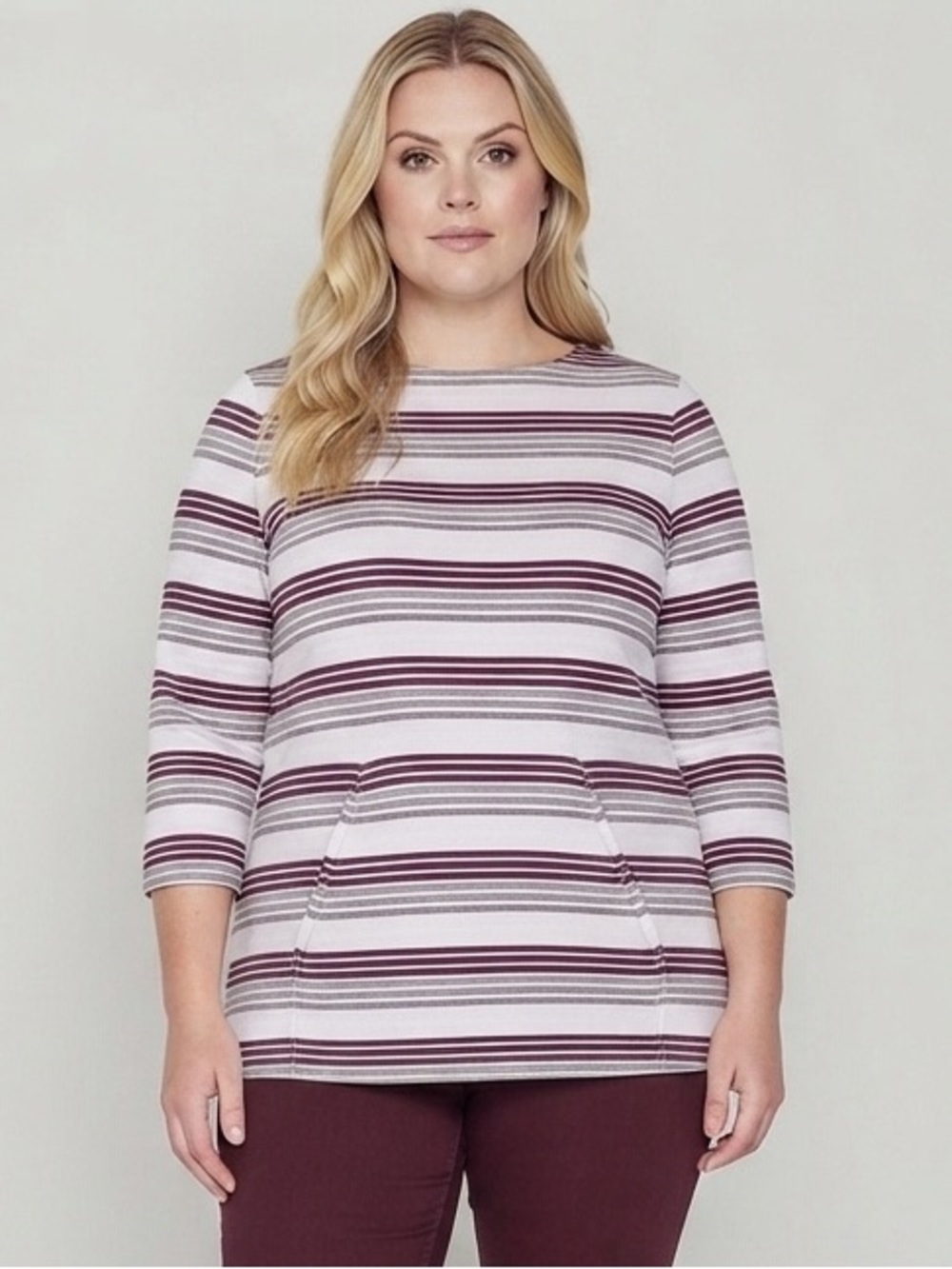 Liz Claiborne Womens 3/4 Sleeve Tunic Top Wild Cherry